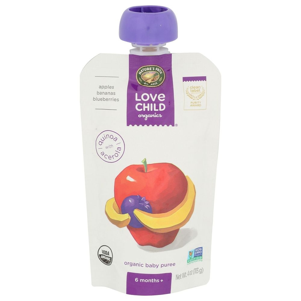 Love Child Organics Apple Banana Blueberry Baby Puree, 4 Ounce -- 12 per case