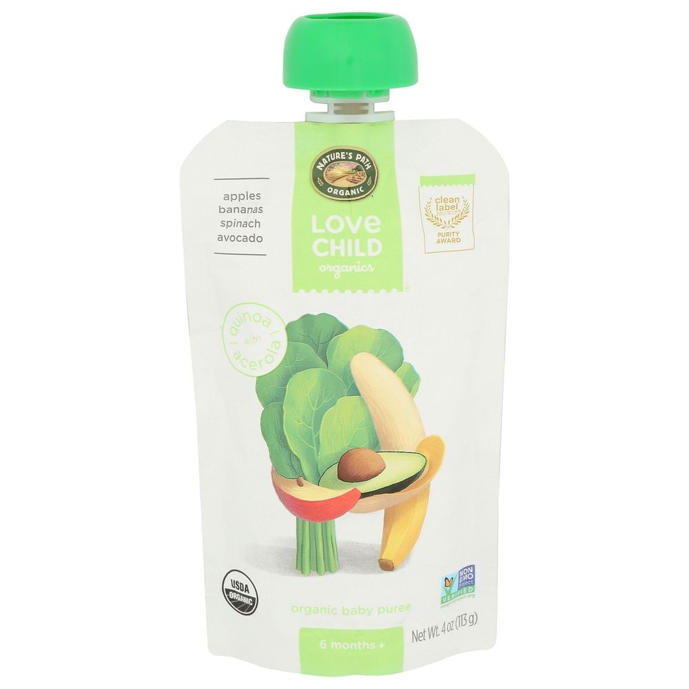 Love Child Organics Apple Banana Spinach Avocado Baby Puree, 4 Ounce -- 12 per case