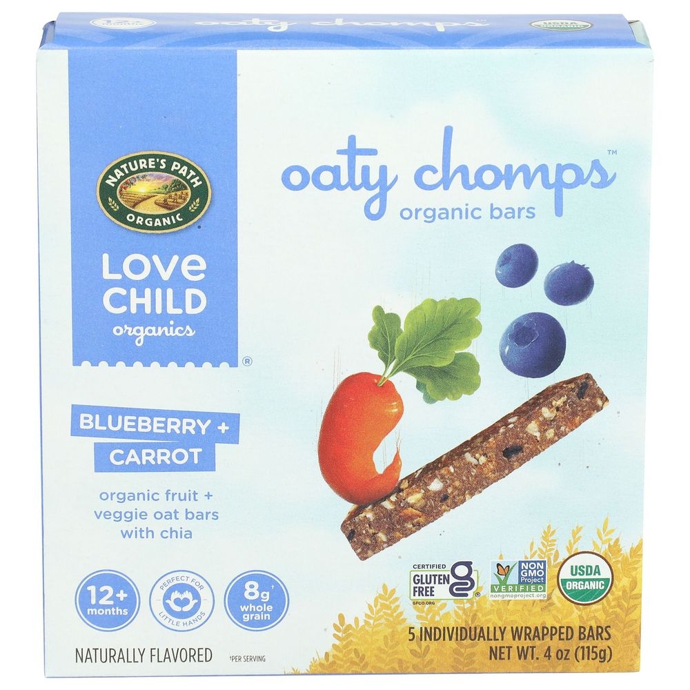 Love Child Organics Blueberry Plus Carrot Oaty Chomps Organic Bar, 4 Ounce -- 8 per case