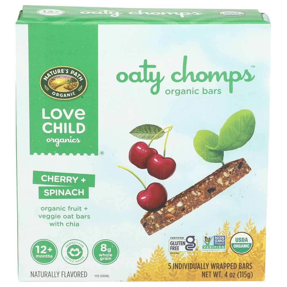 Love Child Organics Cherry Plus Spinach Oaty Chomps Organic Bar, 4 Ounce -- 8 per case