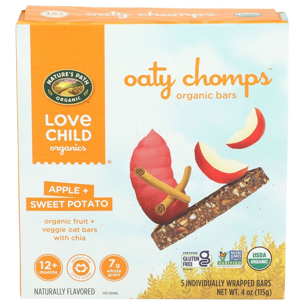 Love Child Organics Apple Plus Sweet Potato Oaty Chomps Organic Bar, 4 Ounce -- 8 per case