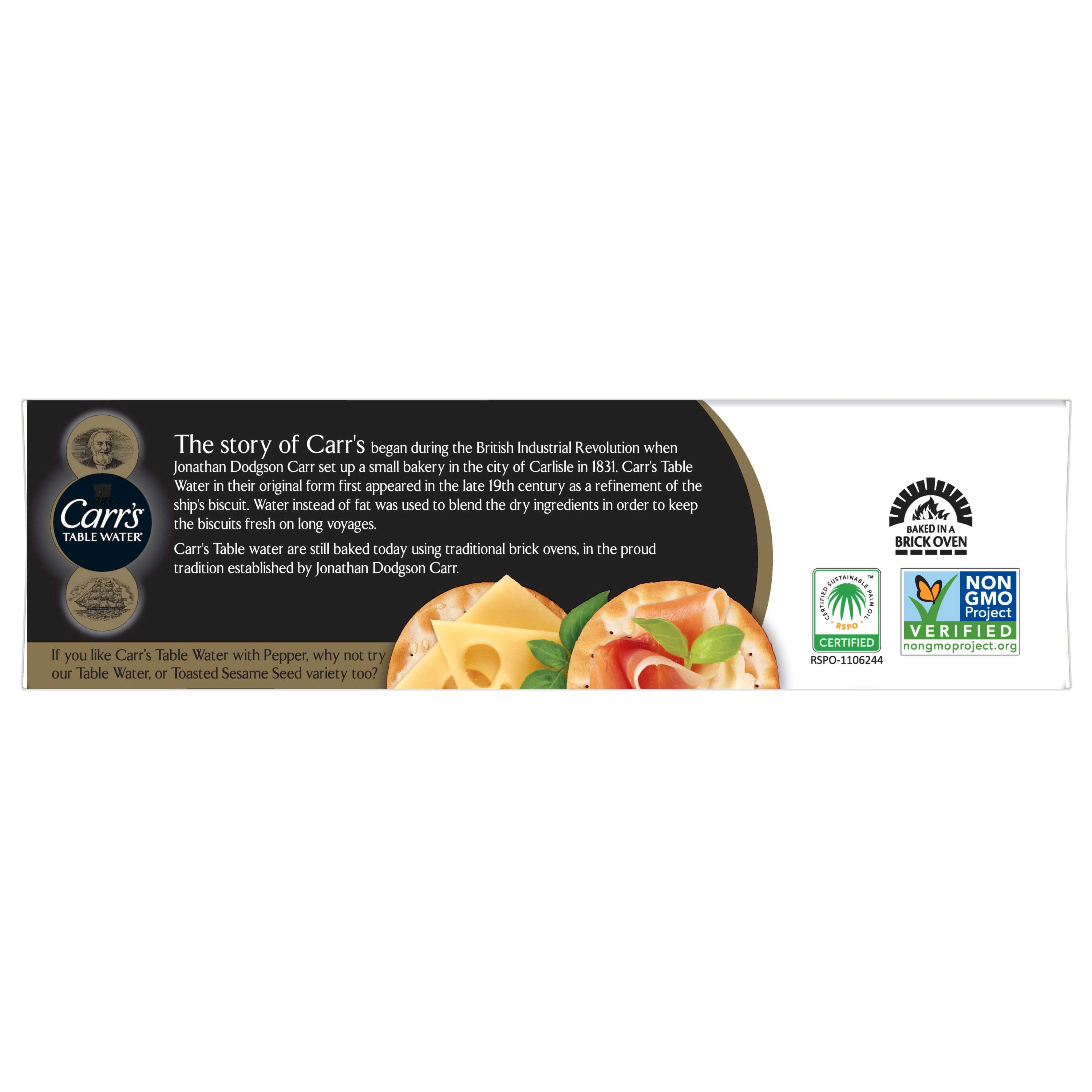 Carrs Table Water Crackers with Cracked Pepper - 4.25 oz. box, 12 per case