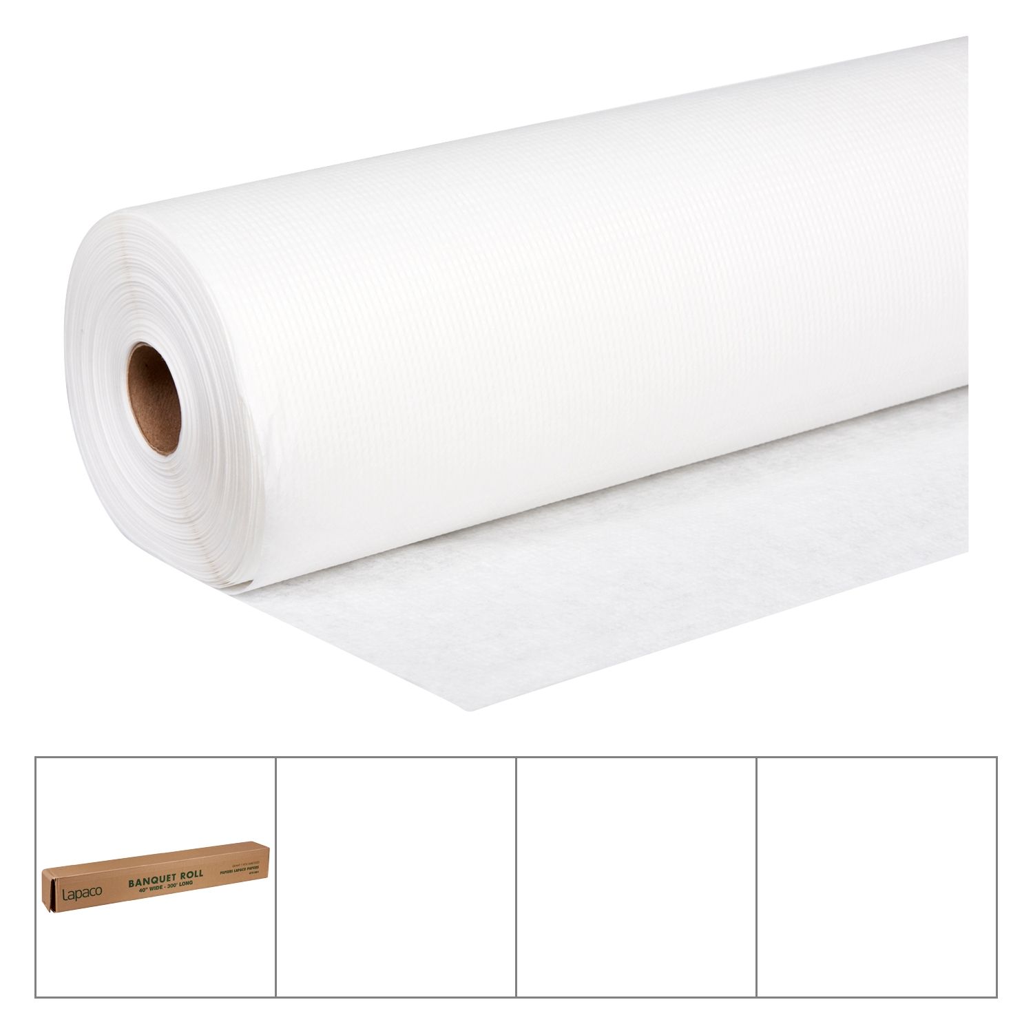 Lapaco White Paper Banquet Roll, 40 inch x 300 feet.