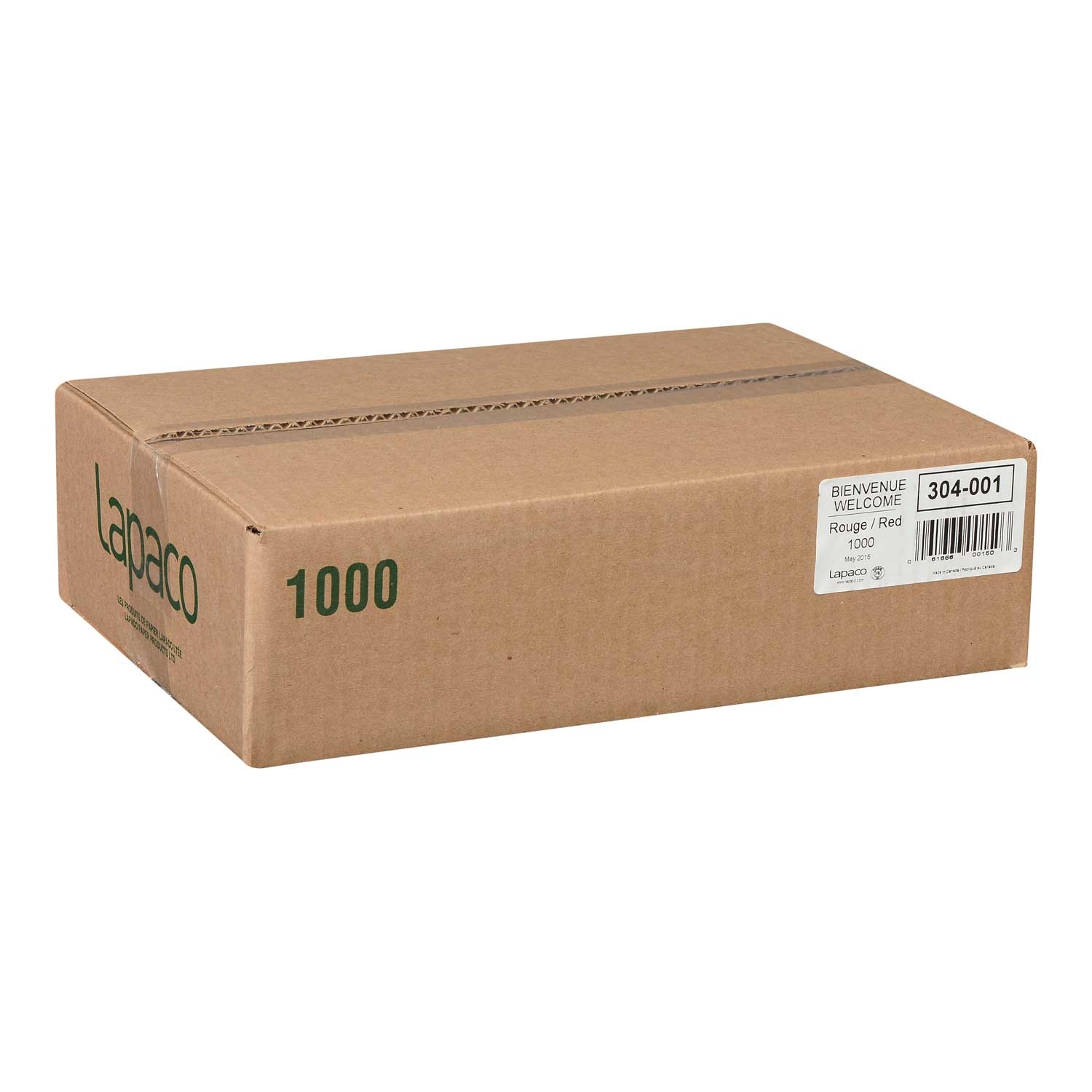 Lapaco Bienvenue Welcome Red Straight Edge Placemat, 9 1/2 x 13 1/2 inch -- 1000 per case.