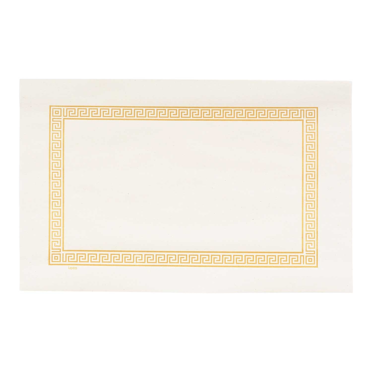Lapaco Greek Key Gold Newsprint Placemat -- 1000 per case.