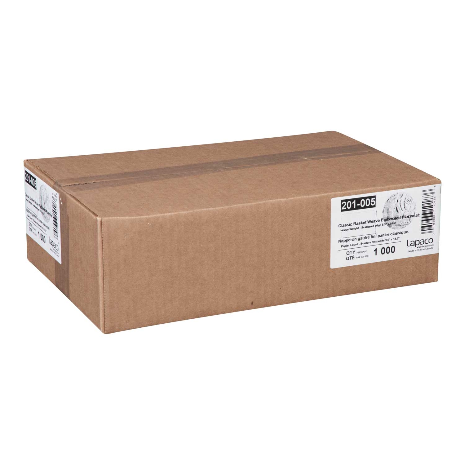 Lapaco Classic Basket Weave Heavy Bond Embossed Placemat, 10 x 14 inch -- 1000 per case.