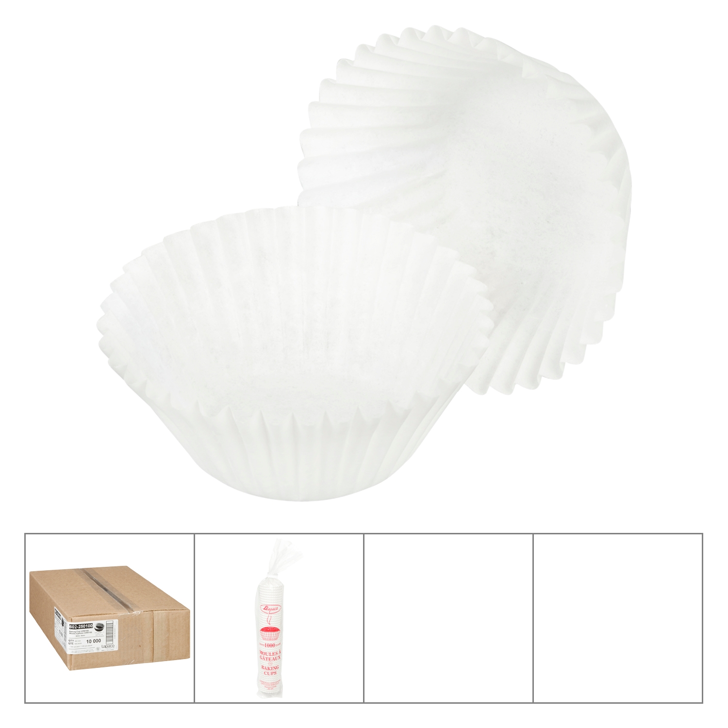 Lapaco White Round Baking Cup, 2 1/2 inch -- 10000 per case.