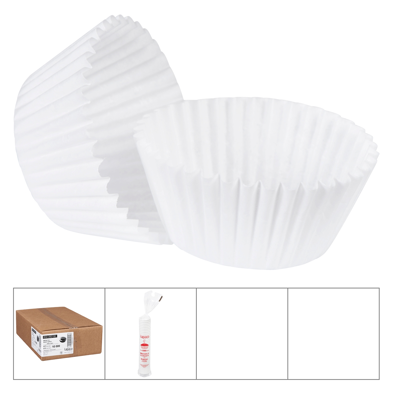 Lapaco White Round Baking Cup, 3.5 x 1.5 x 1 inch -- 10000 per case.