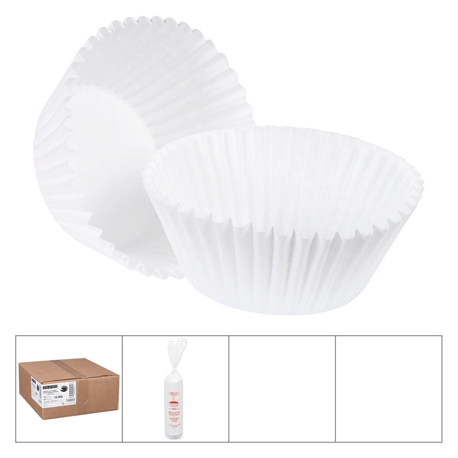Lapaco White Baking Cup, 4 1/4 x 2 x 1 3/8 inch, 1000 count per pack -- 10 per case.