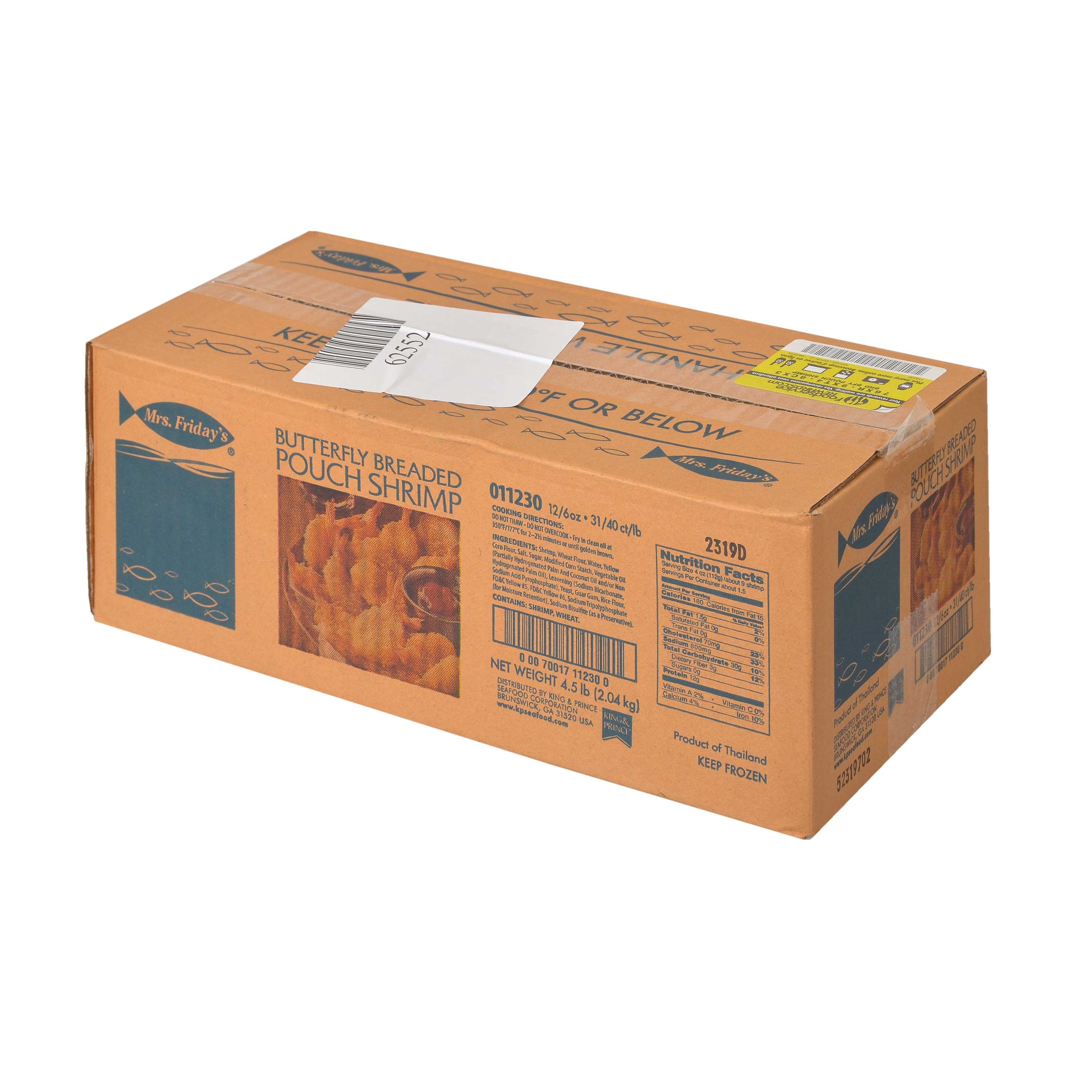 King and Prince Mrs.Fridays Butterfly Shrimp - 31/40, 6 Ounce -- 12 per case.