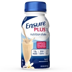 Ensure Plus Vanilla Nutrition Shake, 8 Ounce Bottle -- 16 per case.