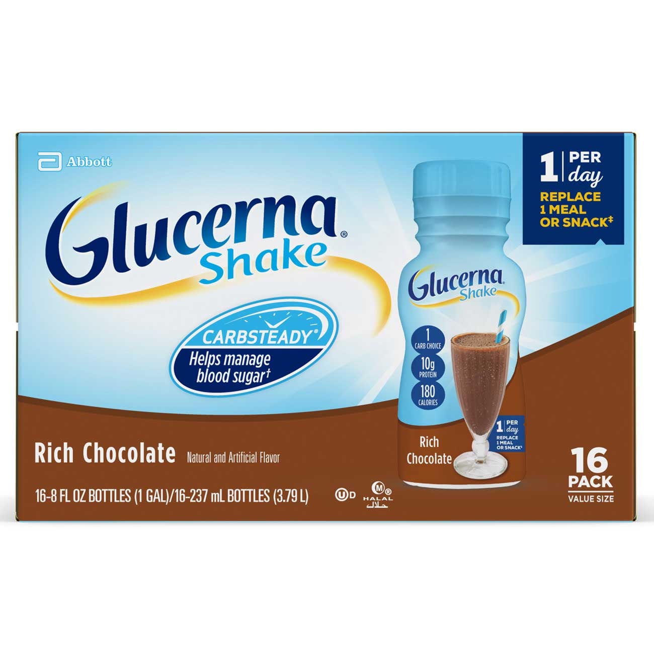 Glucerna Chocolate Shake, 8 Ounce Bottle -- 16 per case