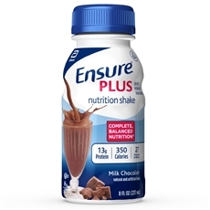 Ensure Plus Chocolate Nutrition Shake, 8 Ounce Bottle -- 16 per case.