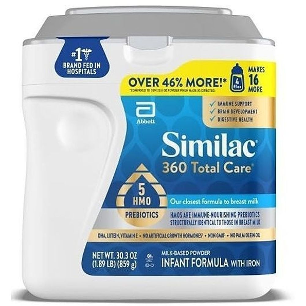 Similac 360 Total Care Non Gmo Milk Based Powder Infant Formula with Iron, 30.3 Ounce Tub -- 4 per case