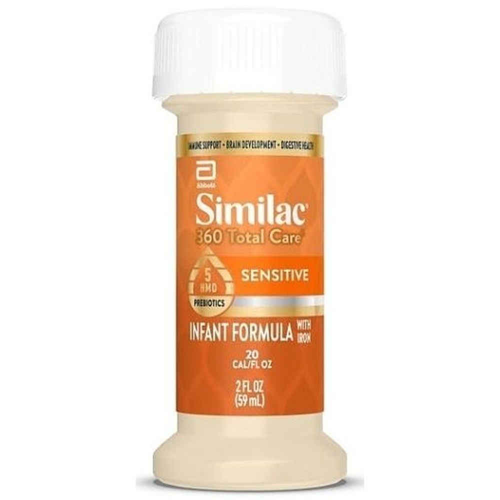 Similac 360 Total Care Sensitive Non-Gmo Milk-Base Ready-To-Feed Liquid Infant Formula, 2 Fluid Ounce Nipple Bottle -- 24 per case