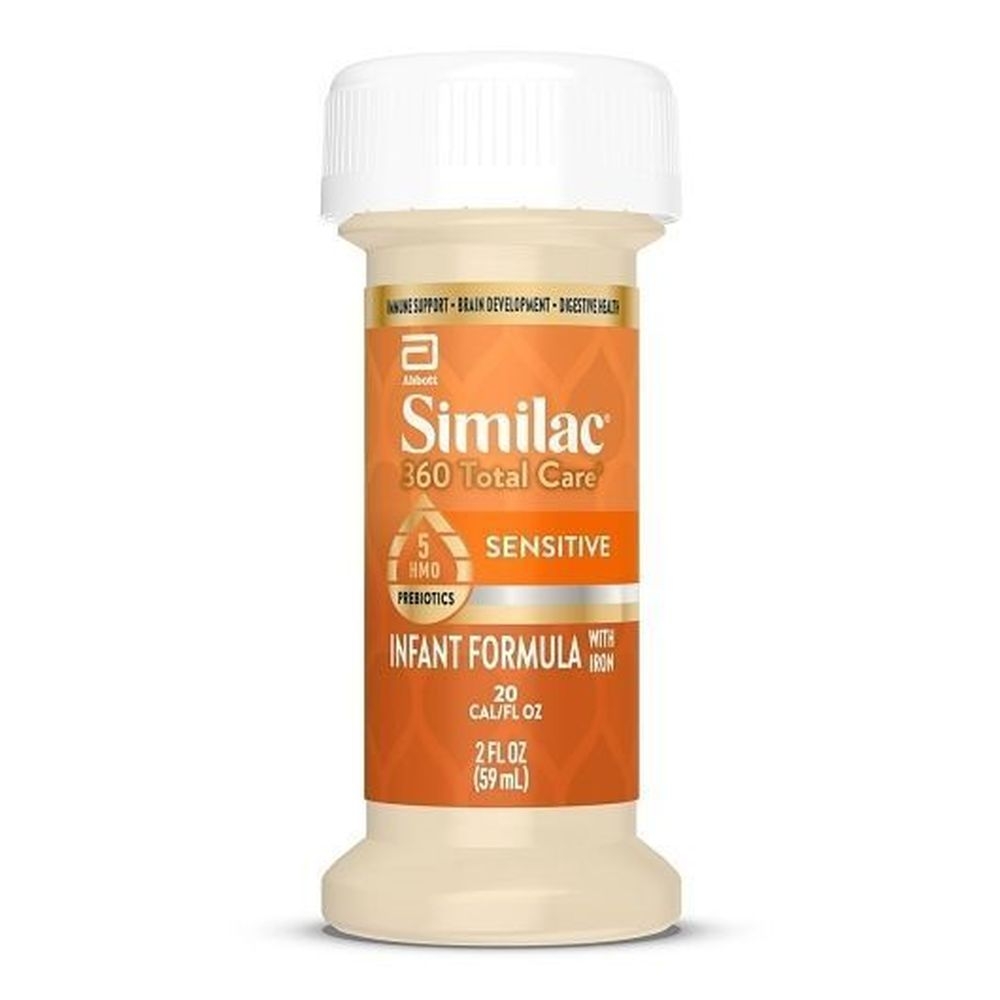 Similac 360 Total Care Sensitive For Fussiness and Gas Milk Base Ready To Feed Liquid Infant Formula, 2 Fluid Ounce Bottle -- 24 per case