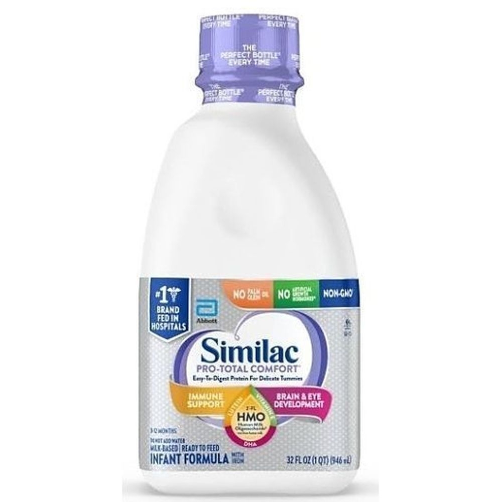 Similac Pro Total Comfort Easy To Digest Milk Based Ready To Feed Liquid Infant Formula with Iron, 1 Quart Bottle -- 6 per case