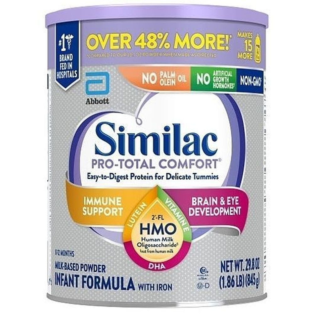 Similac Pro Total Comfort Easy To Digest Milk Based Powder Infant Formula with Iron, 1.86 Pound Can -- 6 per case