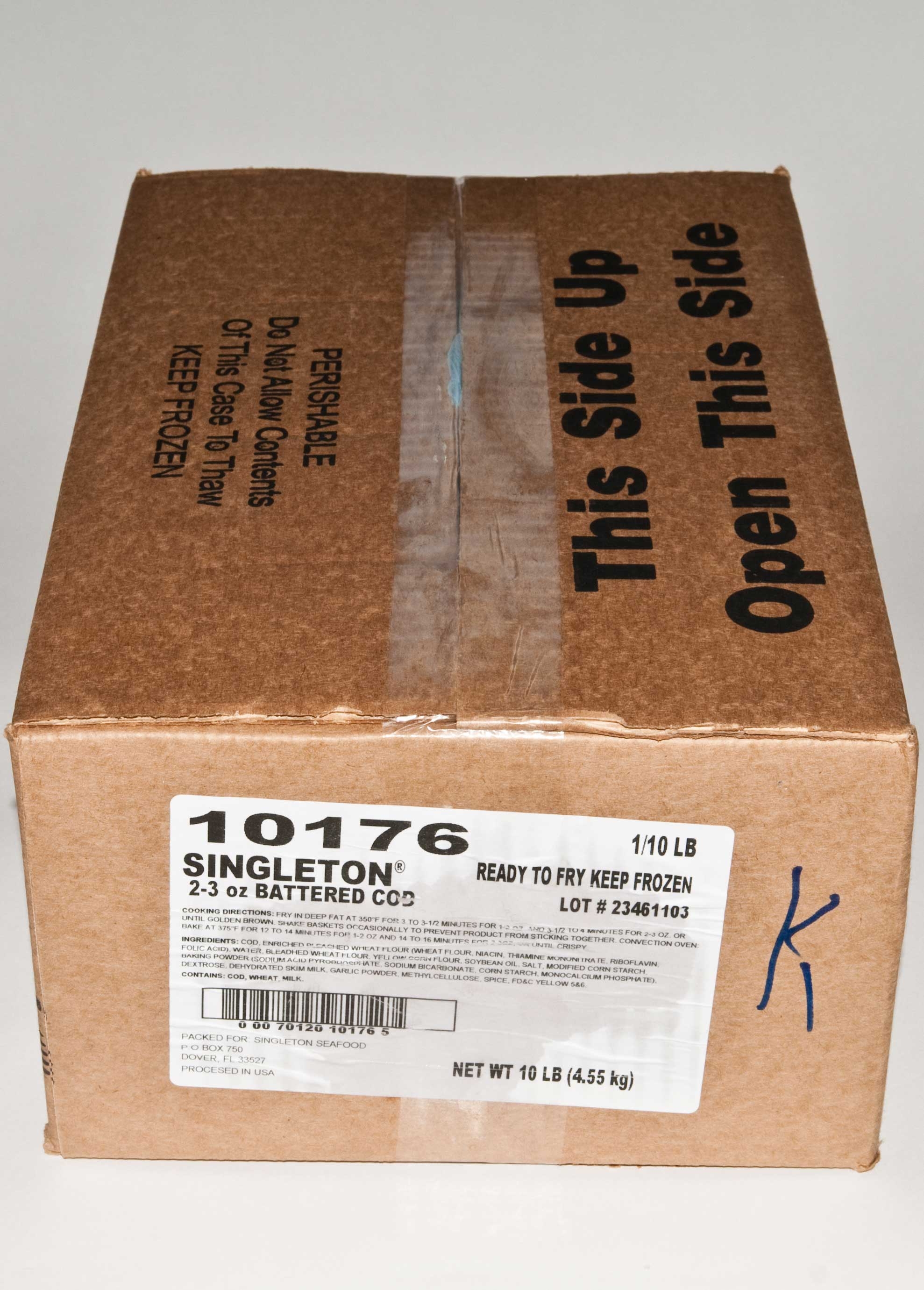 Singleton Natural Hand Cut Beer Battered Cod Fillet, 10 Pound.