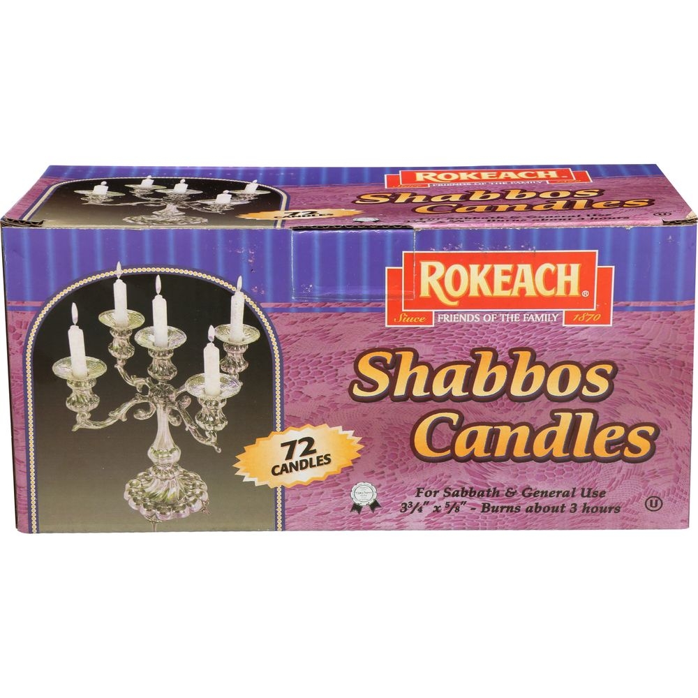 Rokeach Israeli Shabbat Candle, 72 per pack -- 8 packs per case.