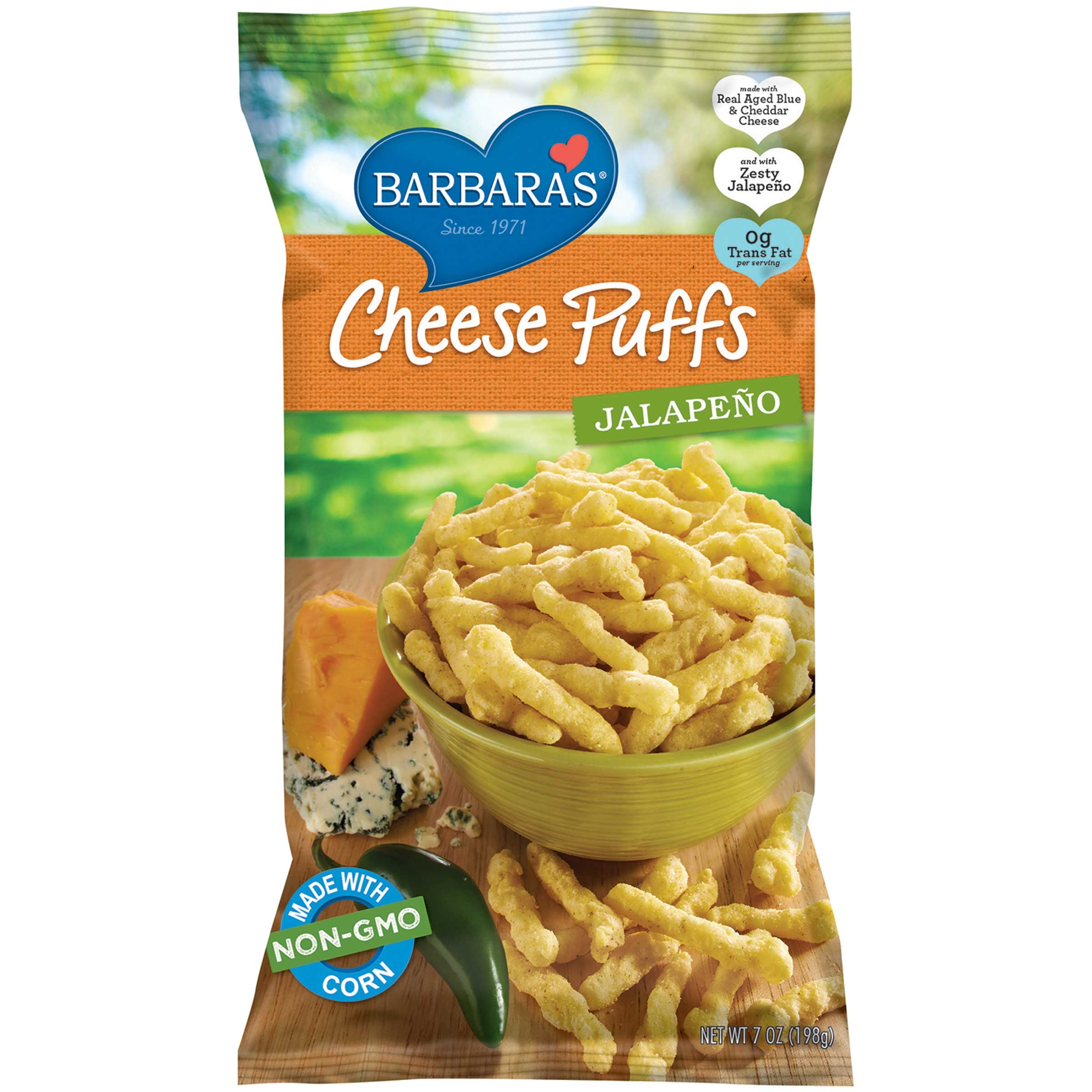 Barbaras Bakery Cheese Puffs - Jalapeno, 7 Ounce -- 12 per case