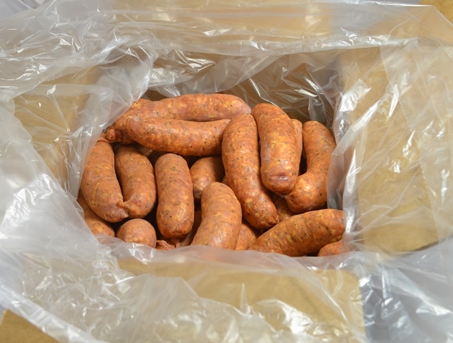 Eddy Packing Tasty Brand 5/1 Pork and Beef Hot Smoked Sausage Patty, 5 inch.