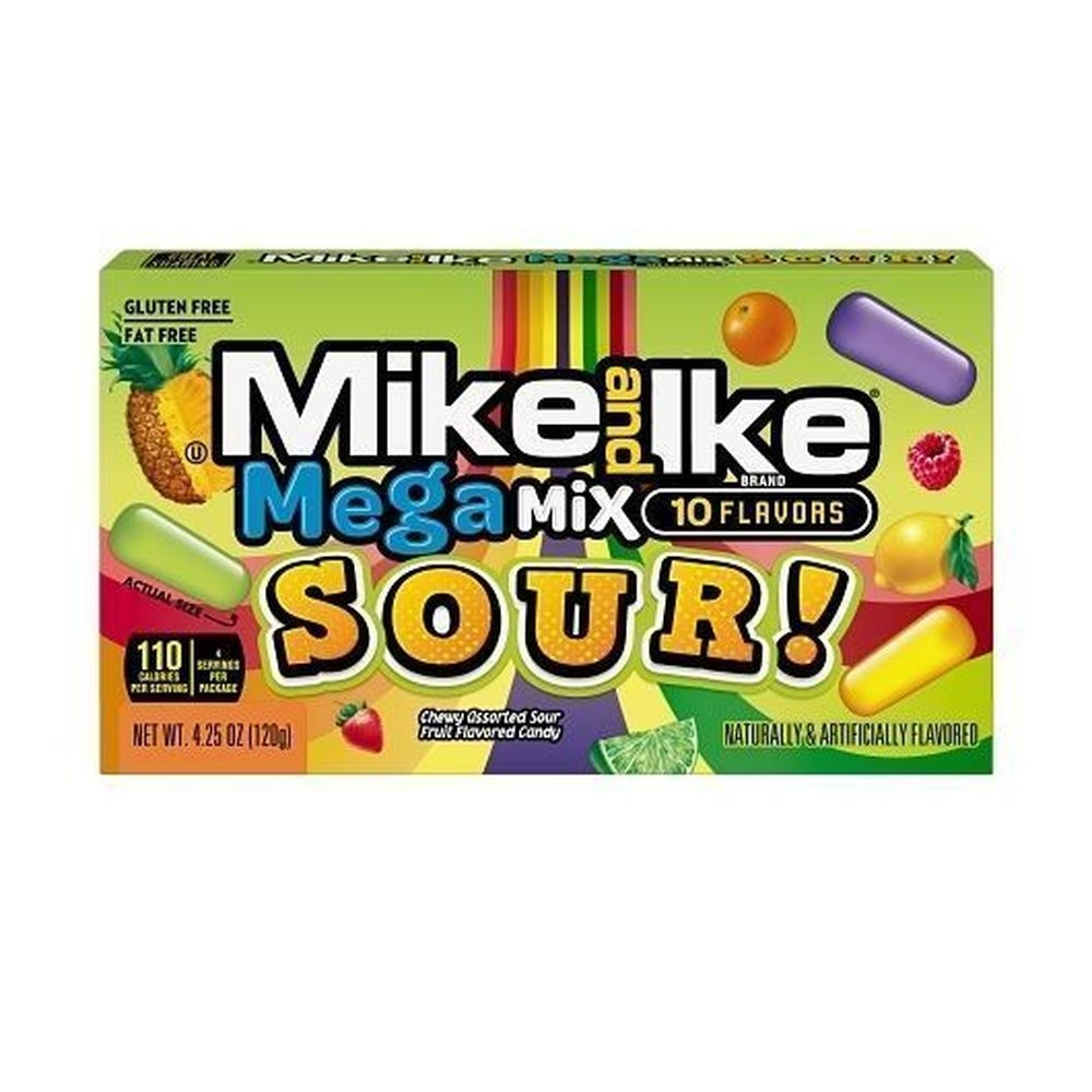 Mike and Ike Fat Free Gluten Free Mega Mix Sour Candy - Theater Box, 4.25 Ounce -- 12 per case