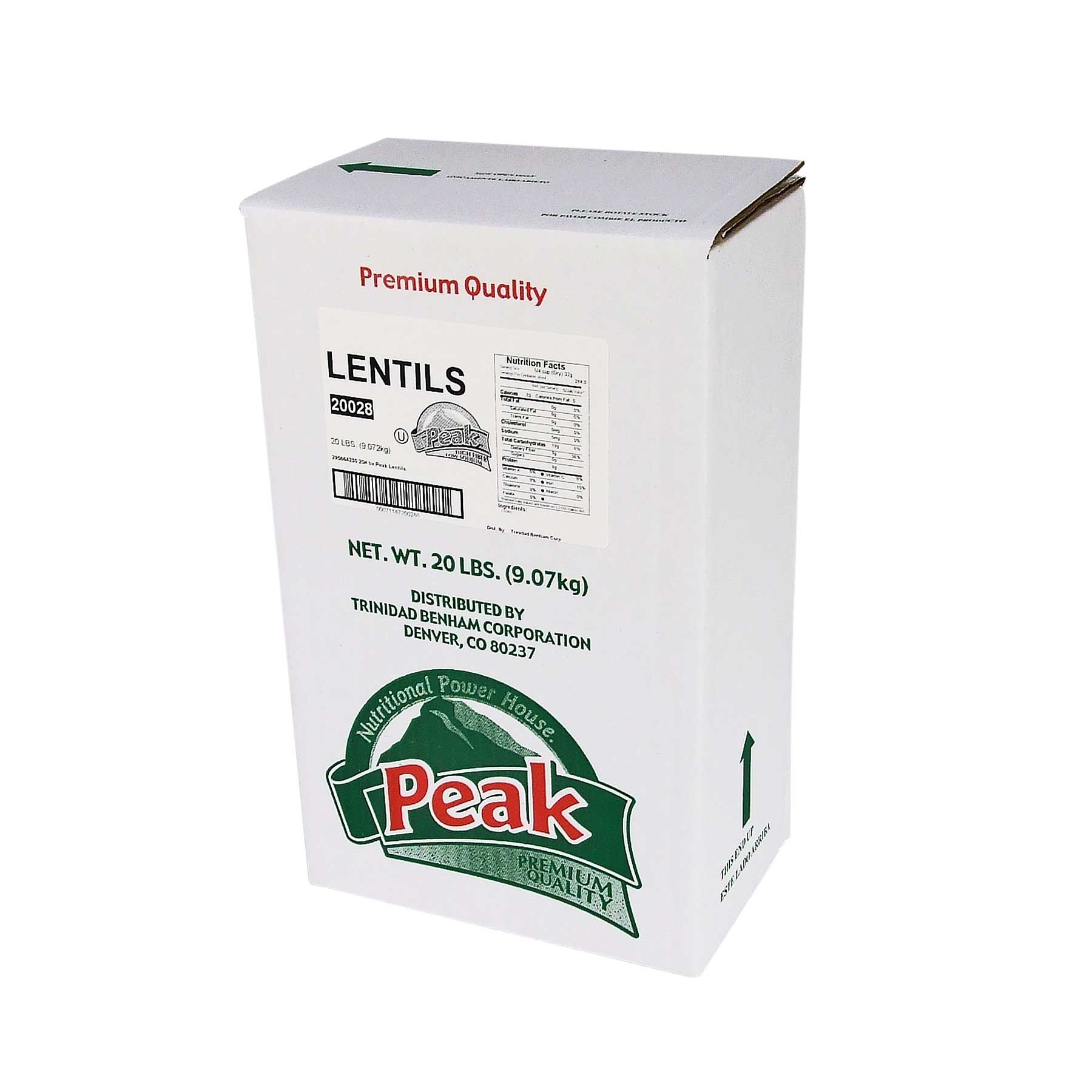 Peak Premium Quality Lentils, 20 Pound.