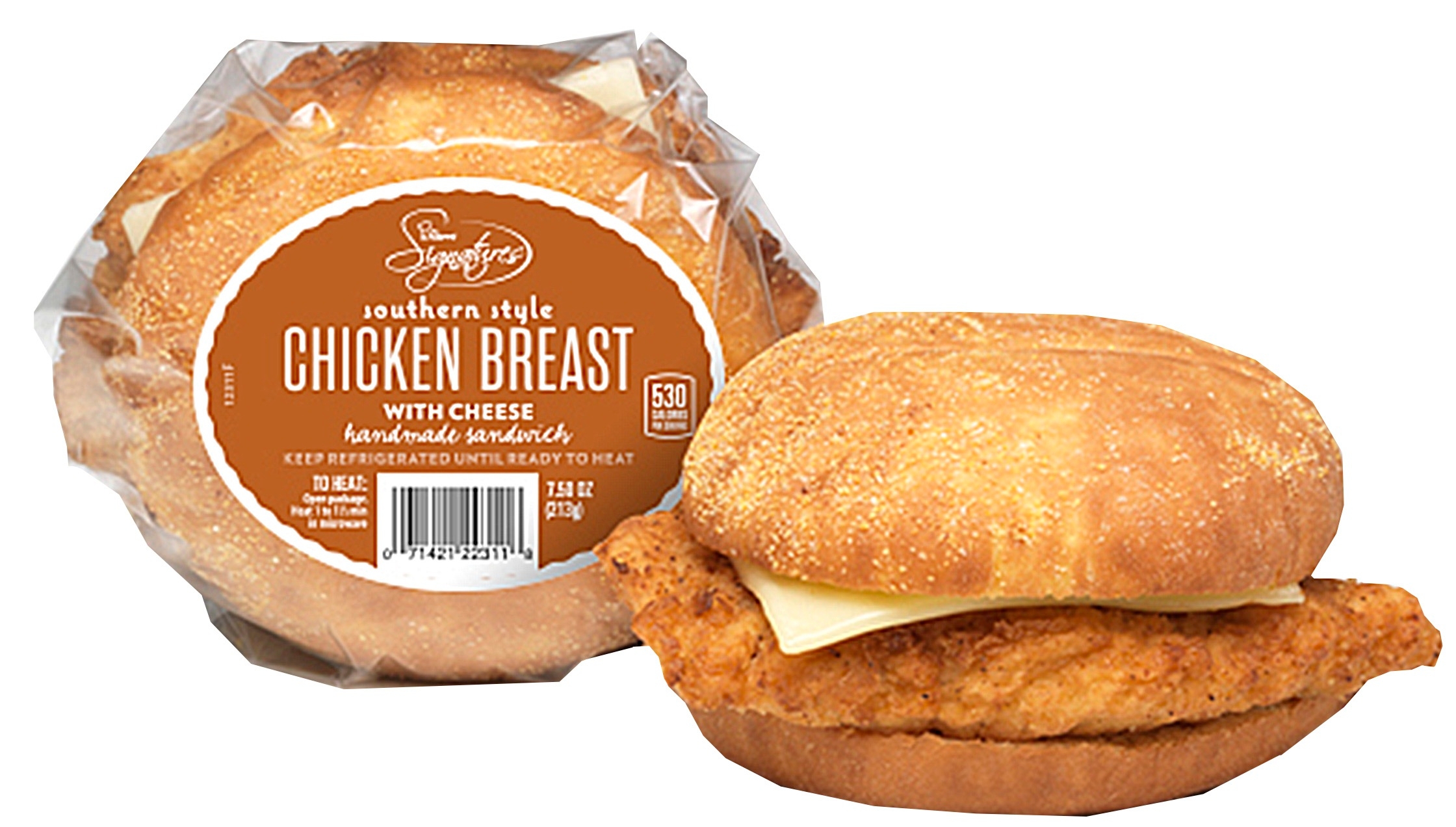 Pierre Signature Breaded Chicken with Cheese Sandwich, 7.5 Ounce -- 12 per case.