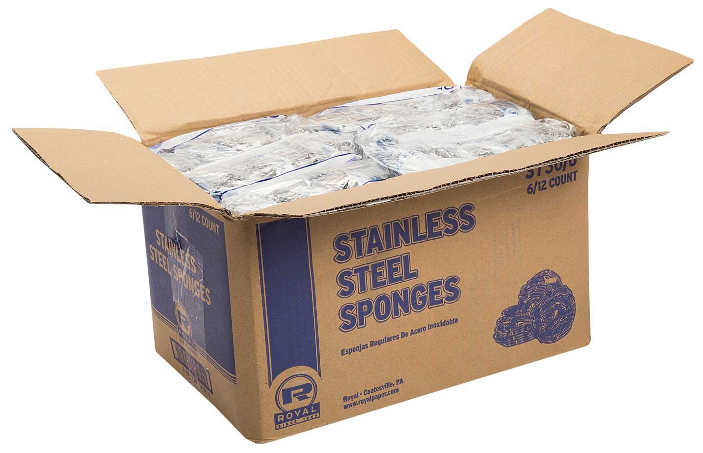 Royal Regular Stainless Steel Sponge, 12 Count -- 12 Per Case