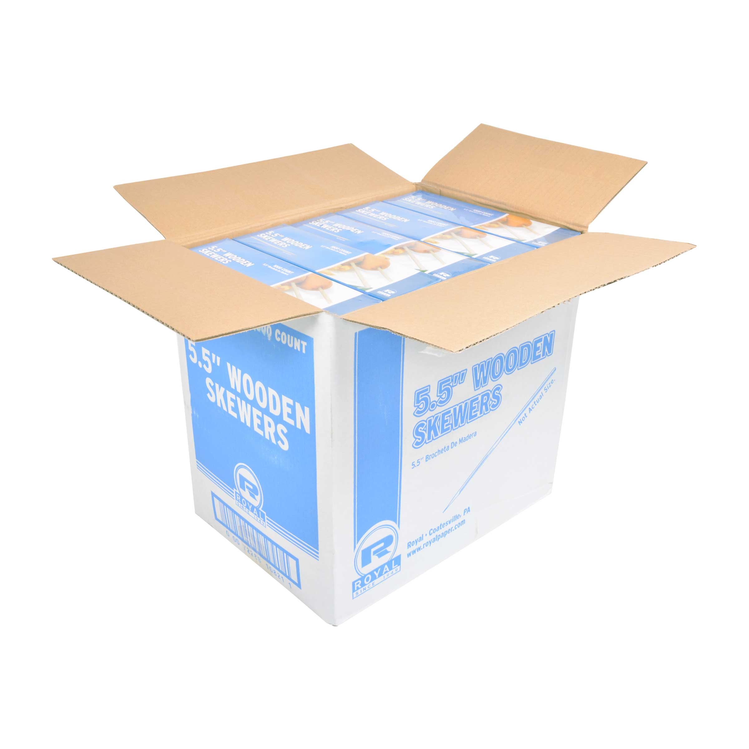 Royal 5.5 inch Wood Skewer, 1000 count per pack -- 10 per case.