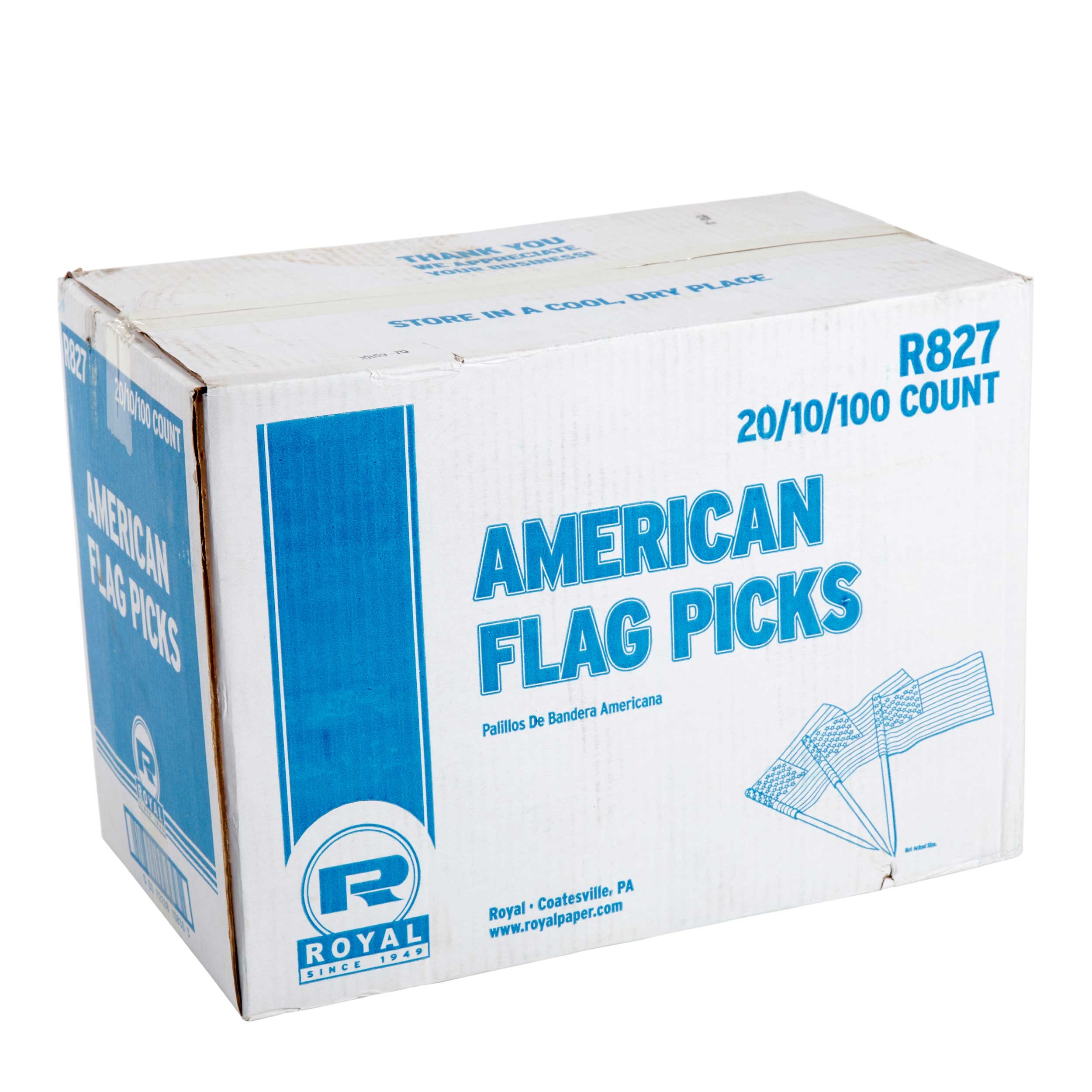 Royal American Flag Pick, 100 count per pack -- 200 per case.