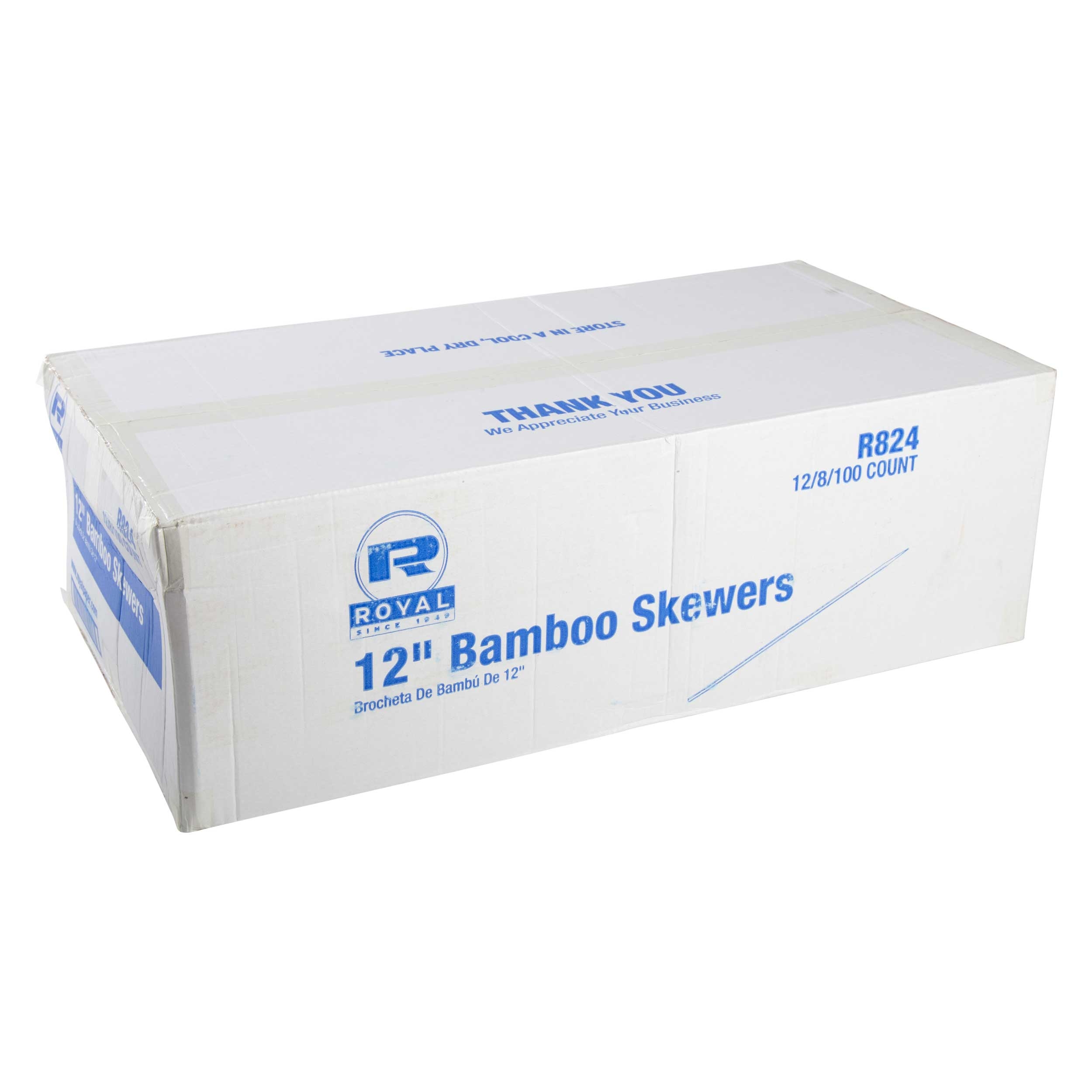 Royal 12 inch Bamboo Skewer, 100 count per pack -- 96 per case.