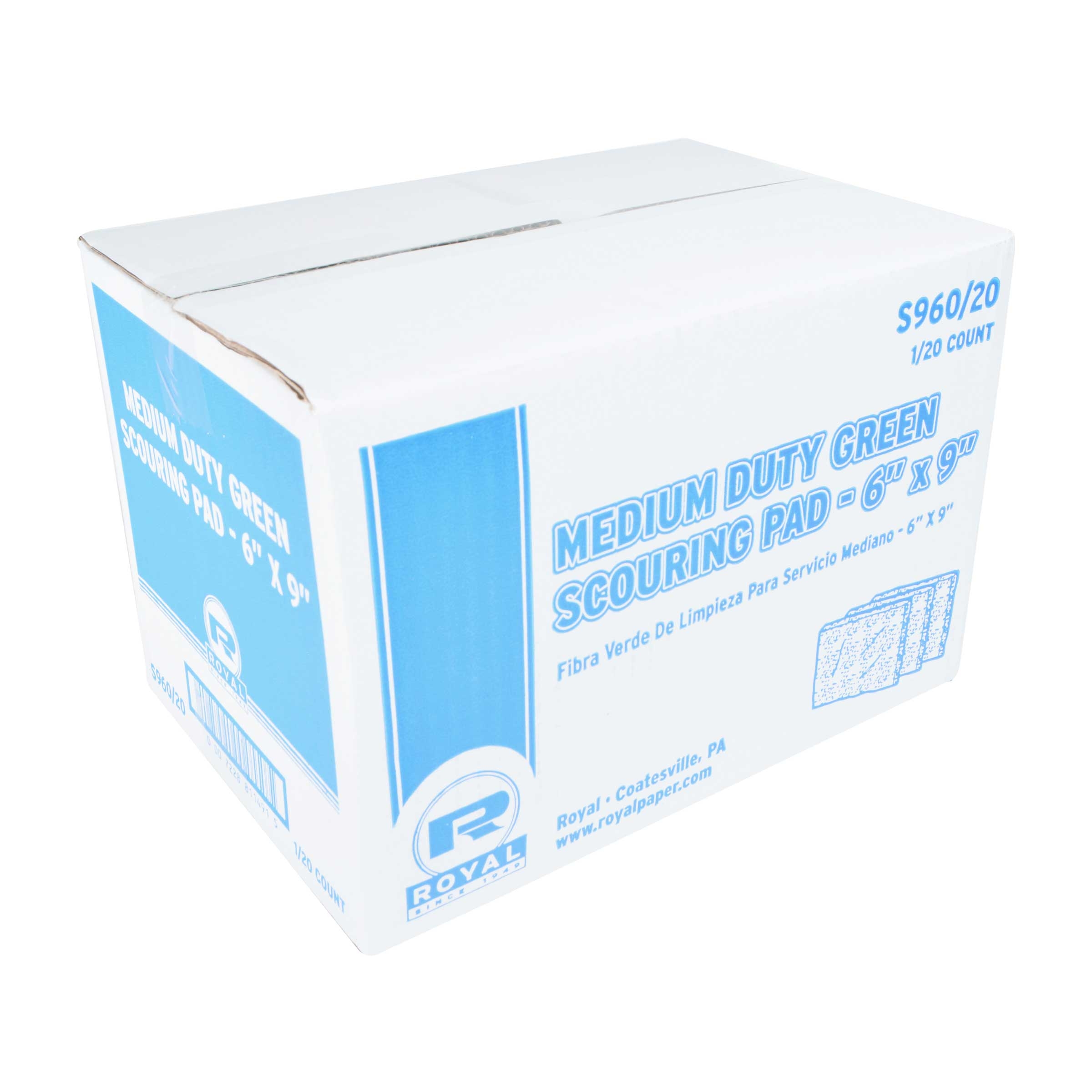 Royal Medium Duty Green Scouring Pad, 20 Count