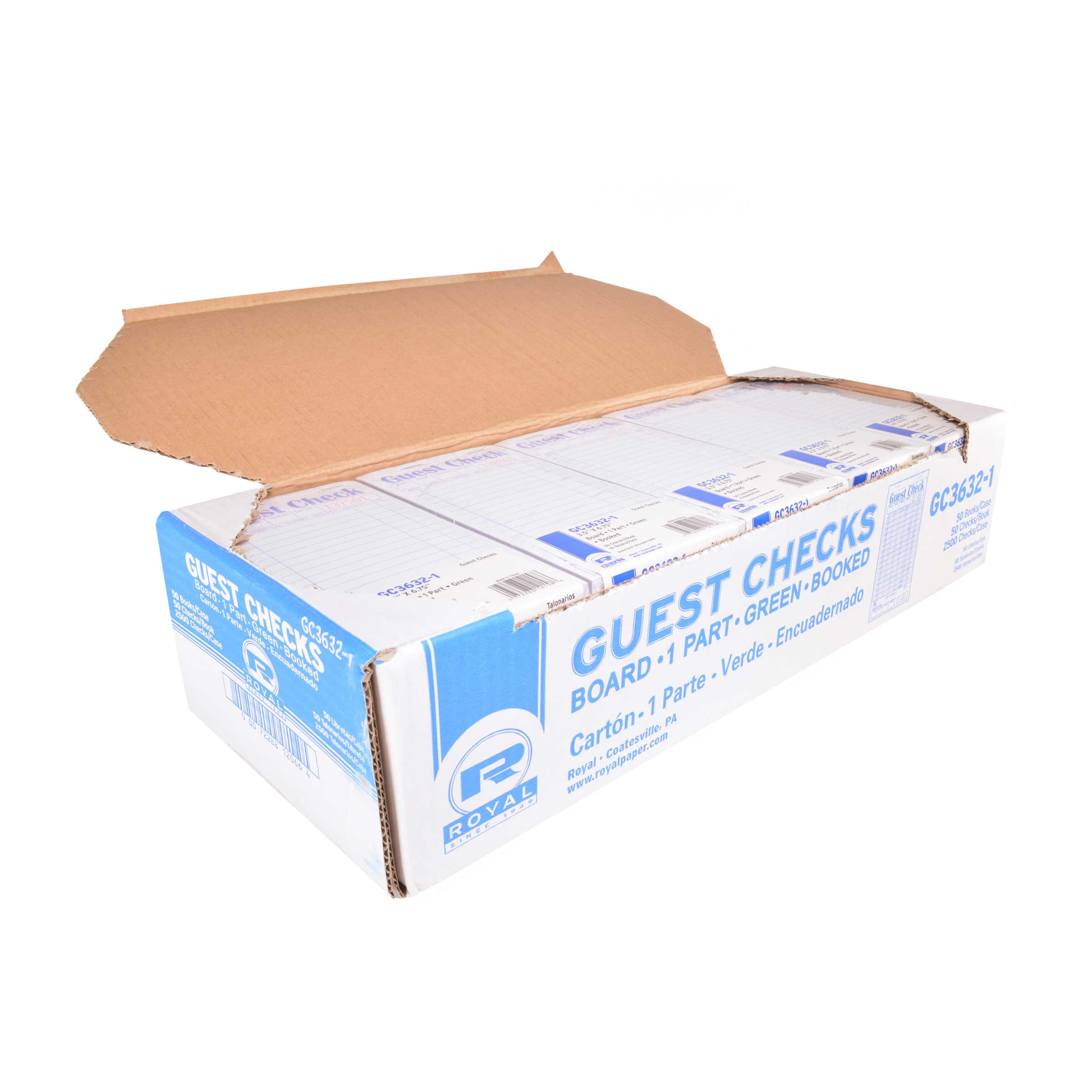 Royal Green Booked 1 Part 15 Lines Guest Check Board -- 50 per case.