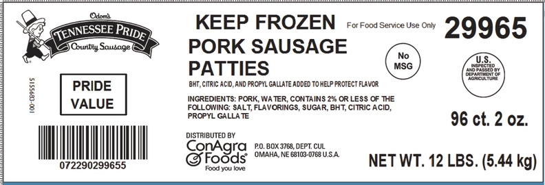 Odoms Tennessee Pride Fresh Sliced Pork Sausage Patty, 2 ounce -- 96 per case