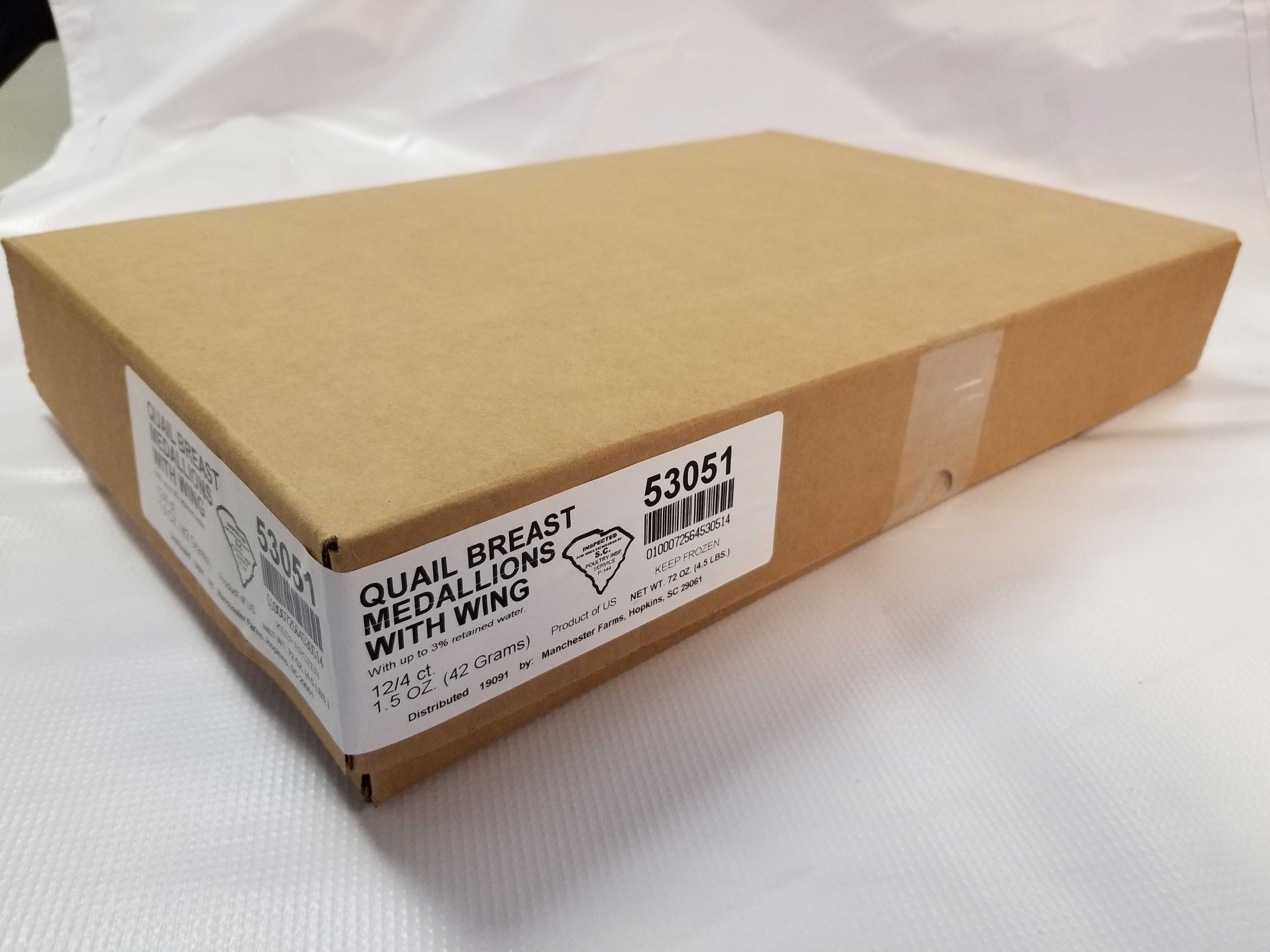 Manchester Farms Medallions Quail Breast with Wing -- 48 per case.