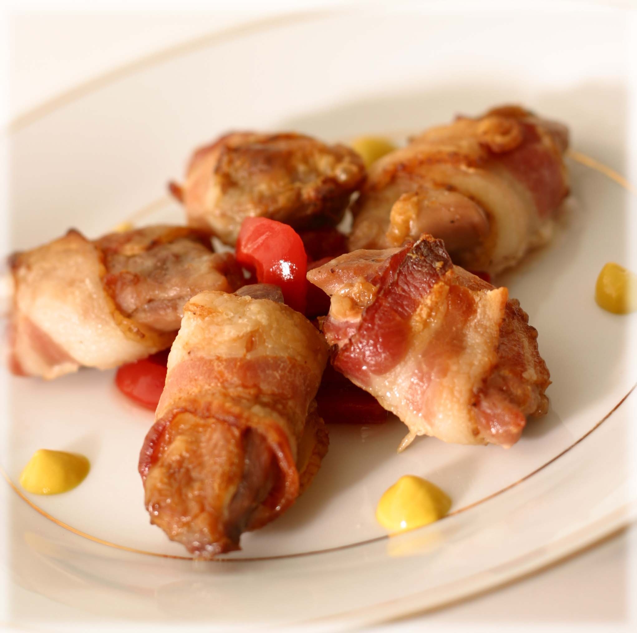 Manchester Farms Bacon Wrapped Filet Marinated Boneless Quail Breast, 2.5 Pound -- 2 per case.