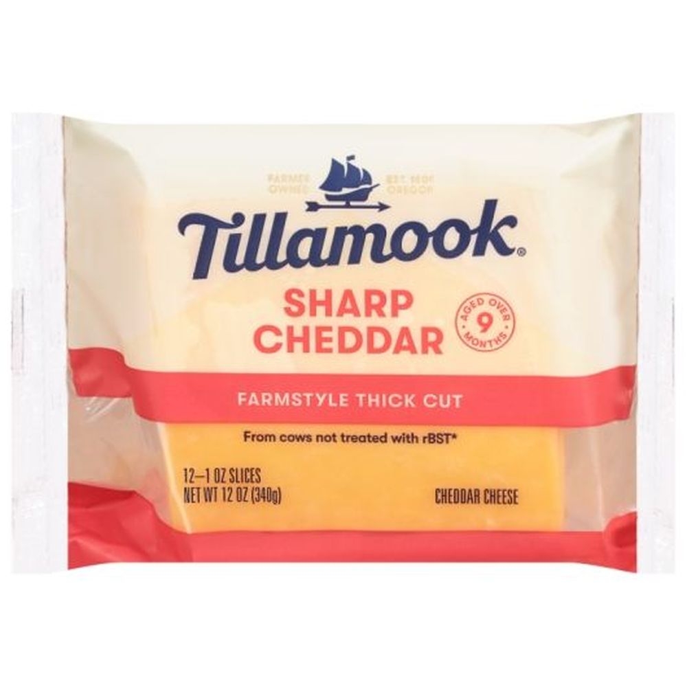 Tillamook Sliced Sharp Cheddar Cheese, 12 Ounce -- 12 per case.