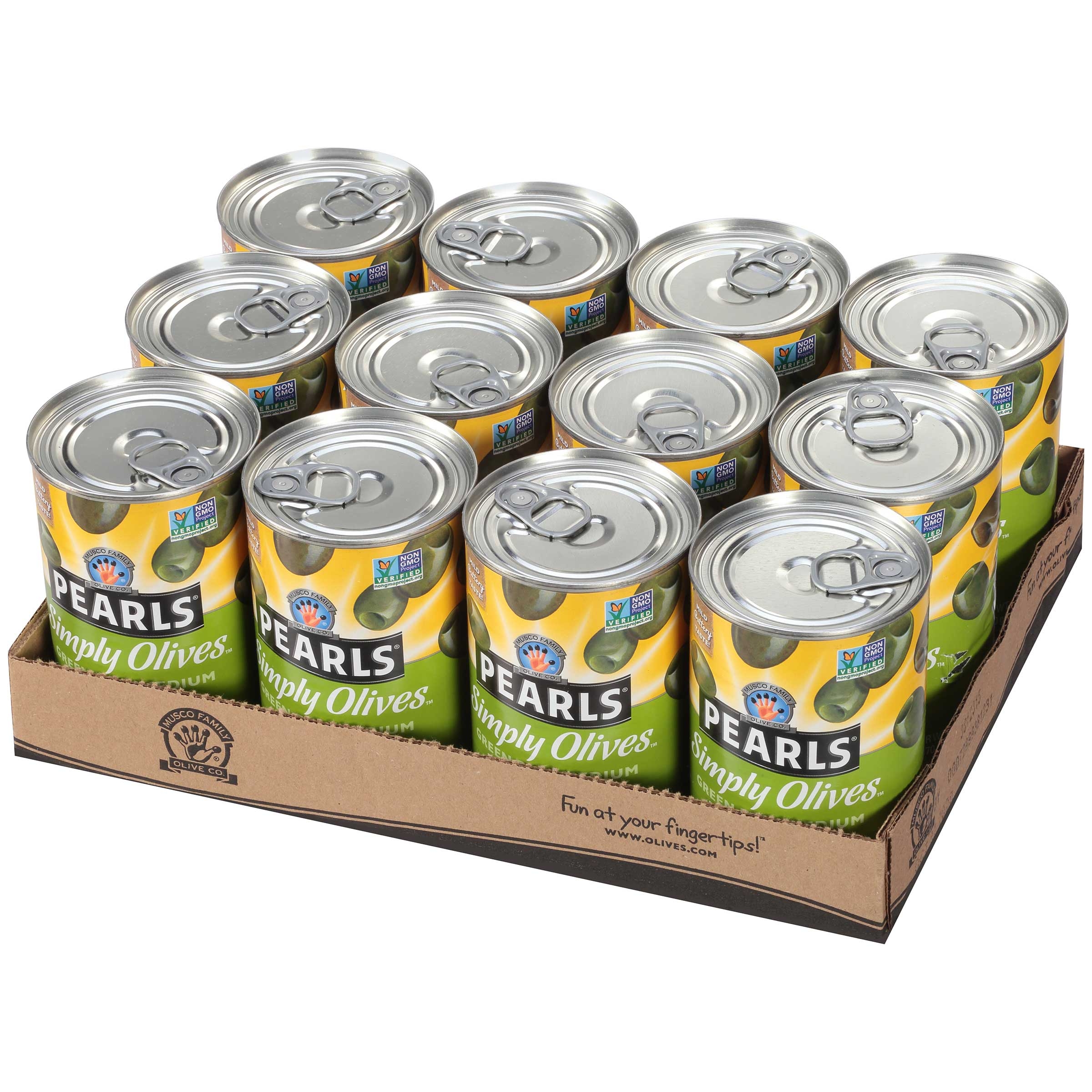 Pearls Simply Olives Green Ripe Medium Pitted Olives, 6 Ounce -- 12 per case.
