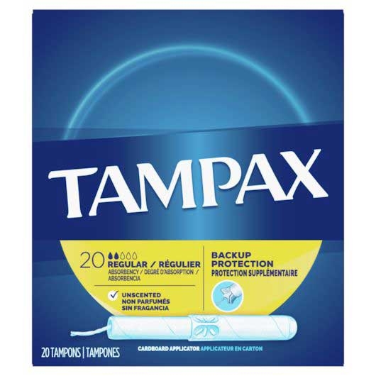 Tampax Regular Unscented Tampon - 20 count per pack -- 24 packs per case