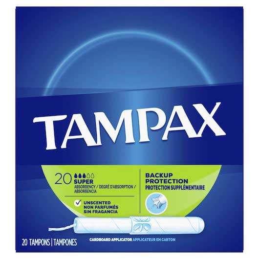 Tampax Super Absorbency Unscented Tampon - 20 count per pack -- 24 packs per case
