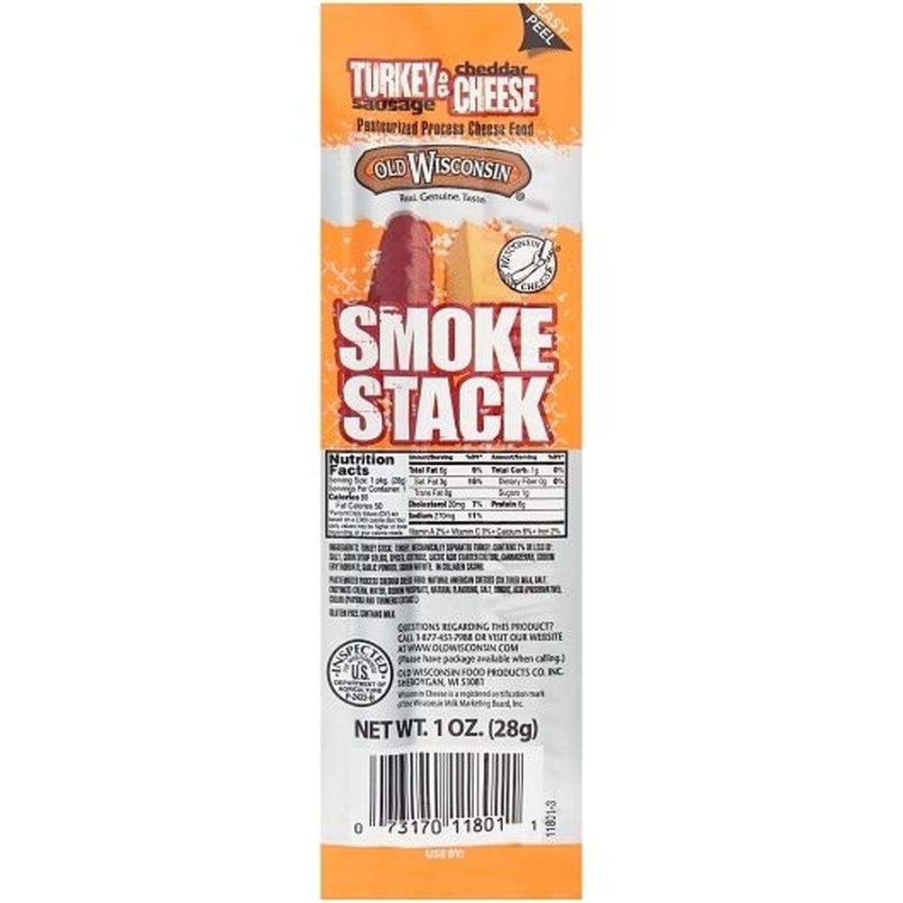 Old Wisconsin Turkey and Cheese Smoke Stack, 1 Ounce -- 144 per case