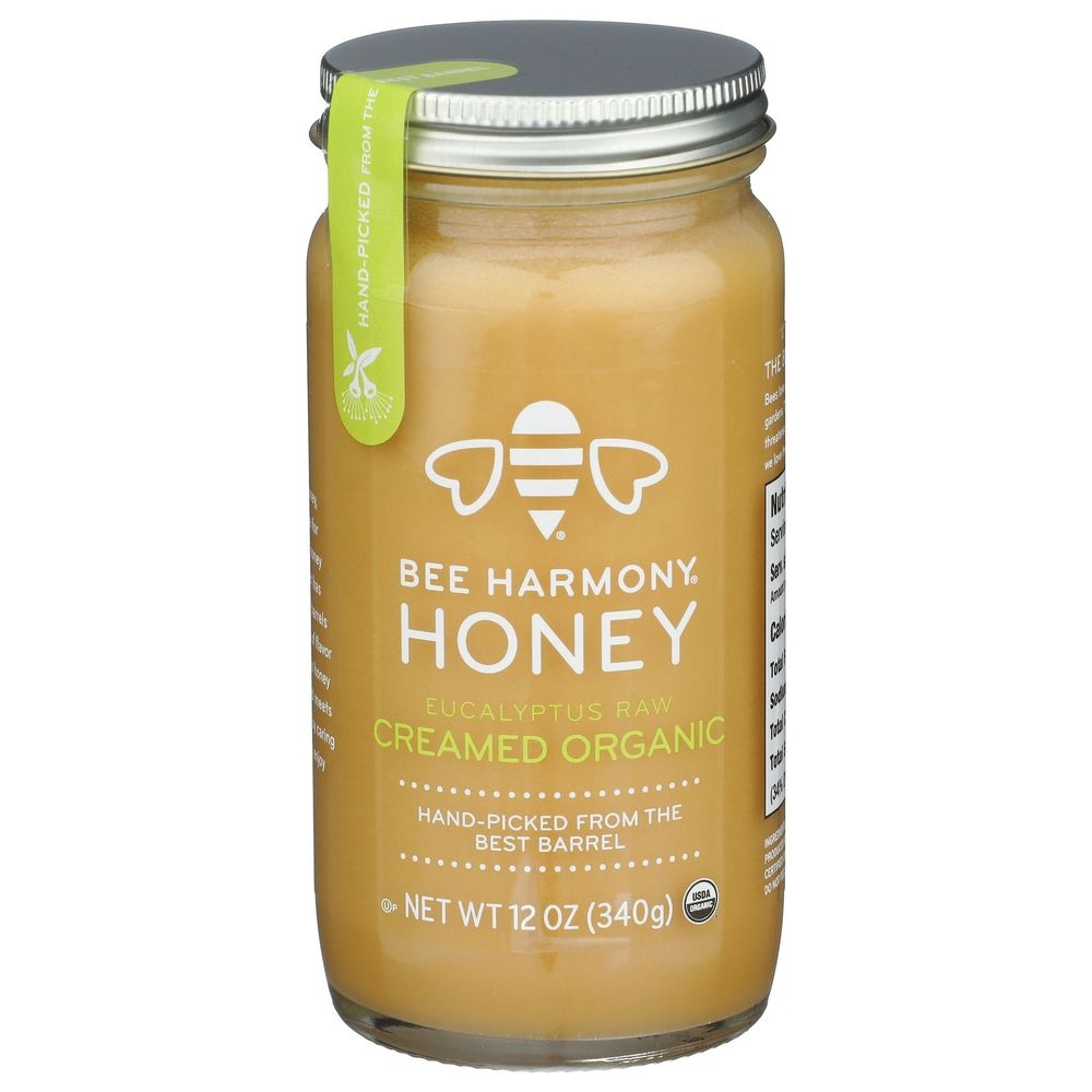 Bee Harmony Organic Creamed Raw Eucalyptus Honey, 12 Ounce -- 6 per case