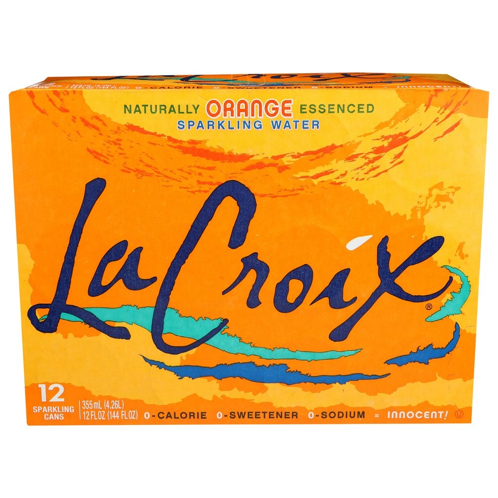 Lacroix Orange Sparkling Water, 12 Fluid Ounce Can -- 24 per case.