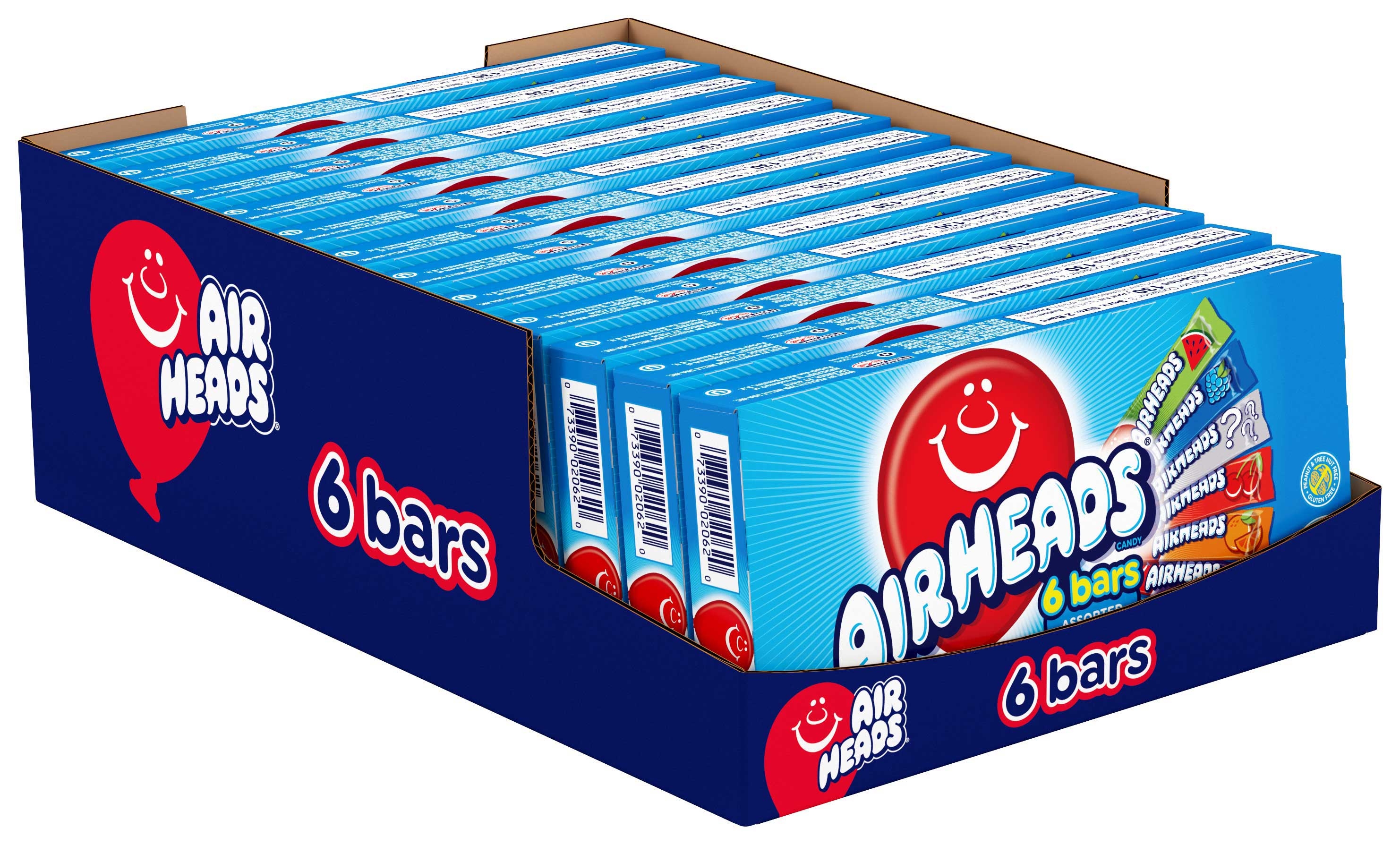 Air Heads Chewy Sweet and Sour Fruit Candy Theater Box, 6 count per pack -- 12 per case.