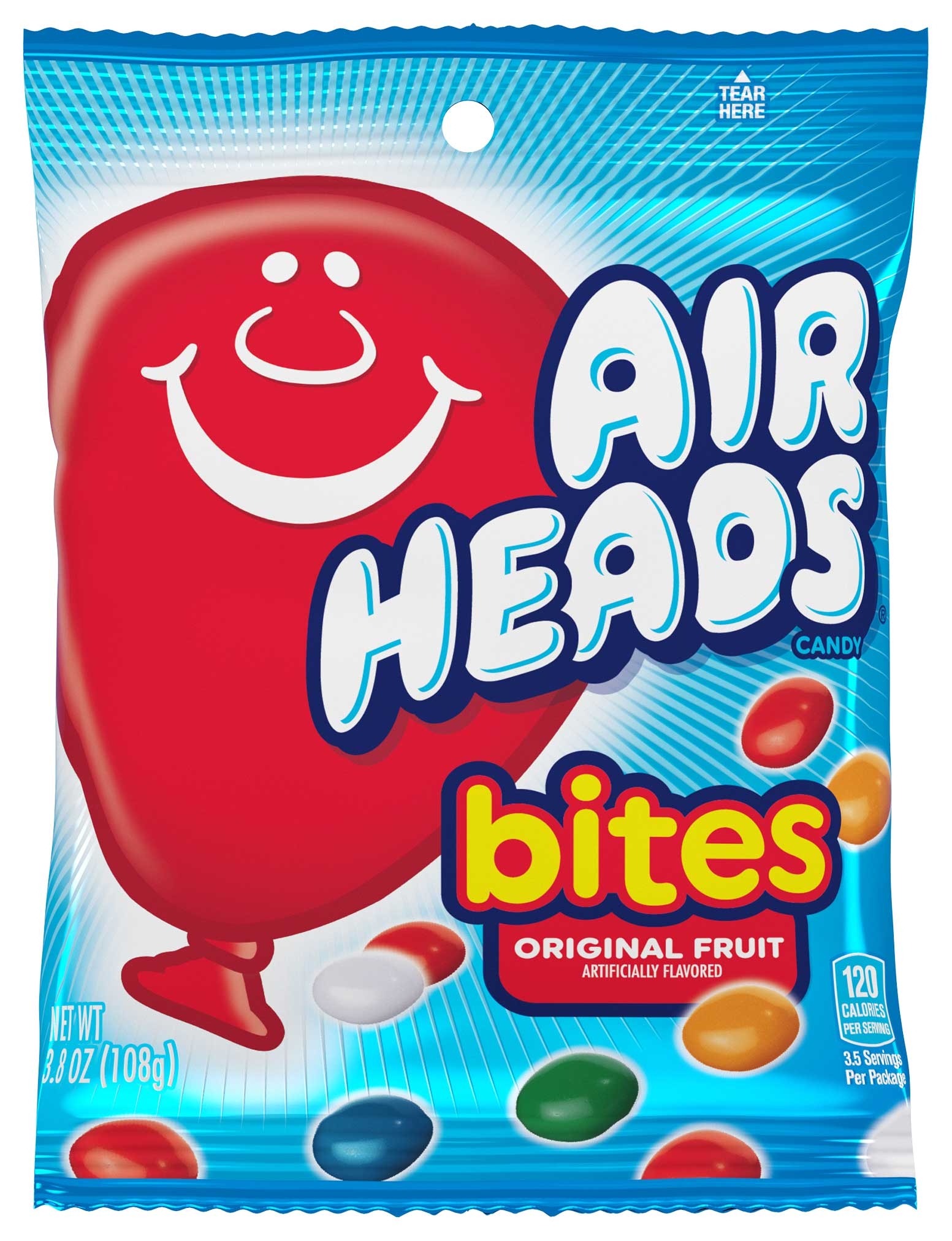 Air Heads Fruit Bites Candy, 3.8 Ounce Peg Bag -- 12 per case.
