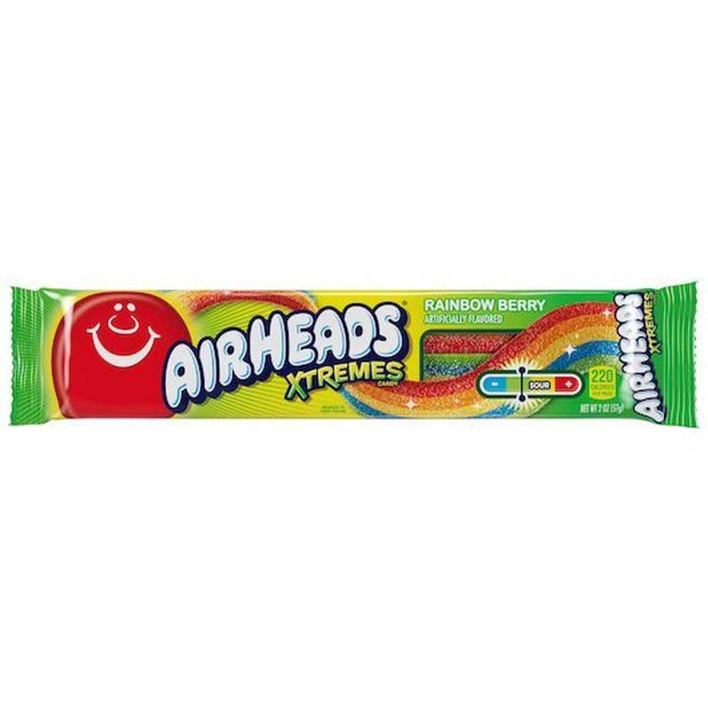 Airheads Xtremes Rainbow Berry Candy Belts, 2 Ounce -- 216 per case