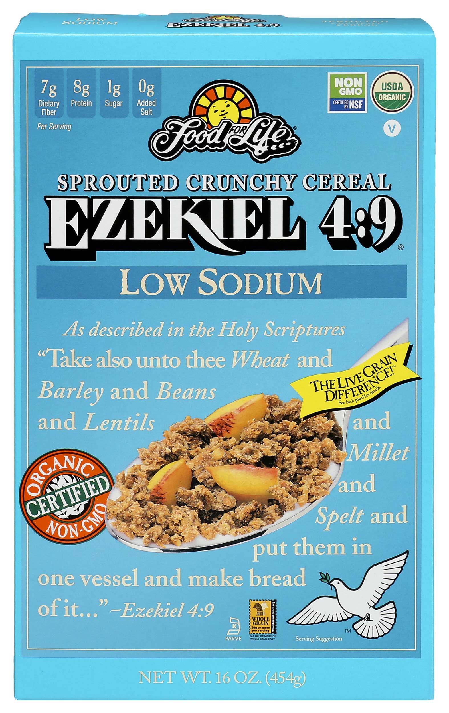 Food For Life Ezekiel 4:9 Organic Sprouted Grain Low Sodium Crunchy Cereal, 16 Ounce -- 6 per case