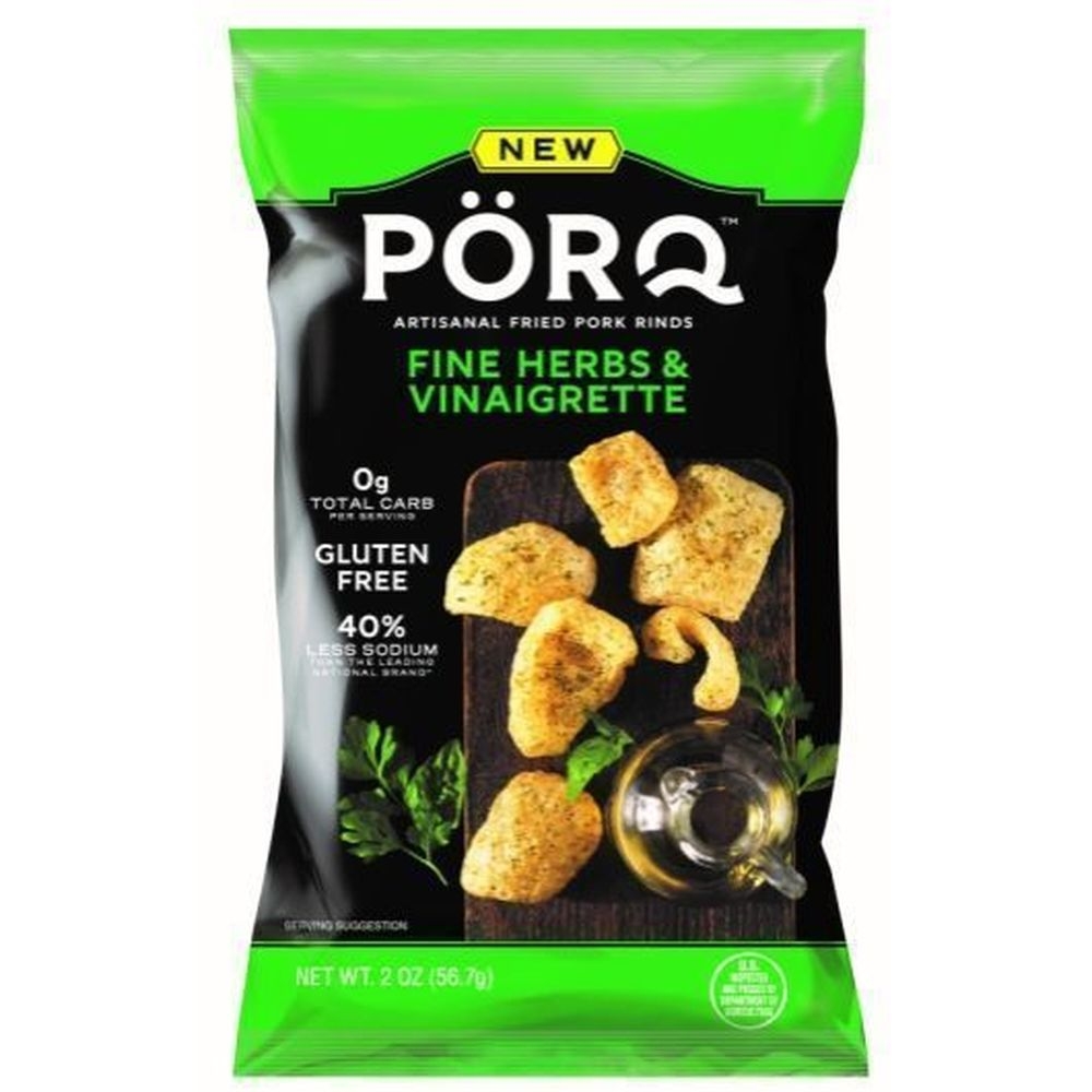 Porq Fine Herb and Vinaigrette Pork Skins, 2 Ounce -- 12 per case